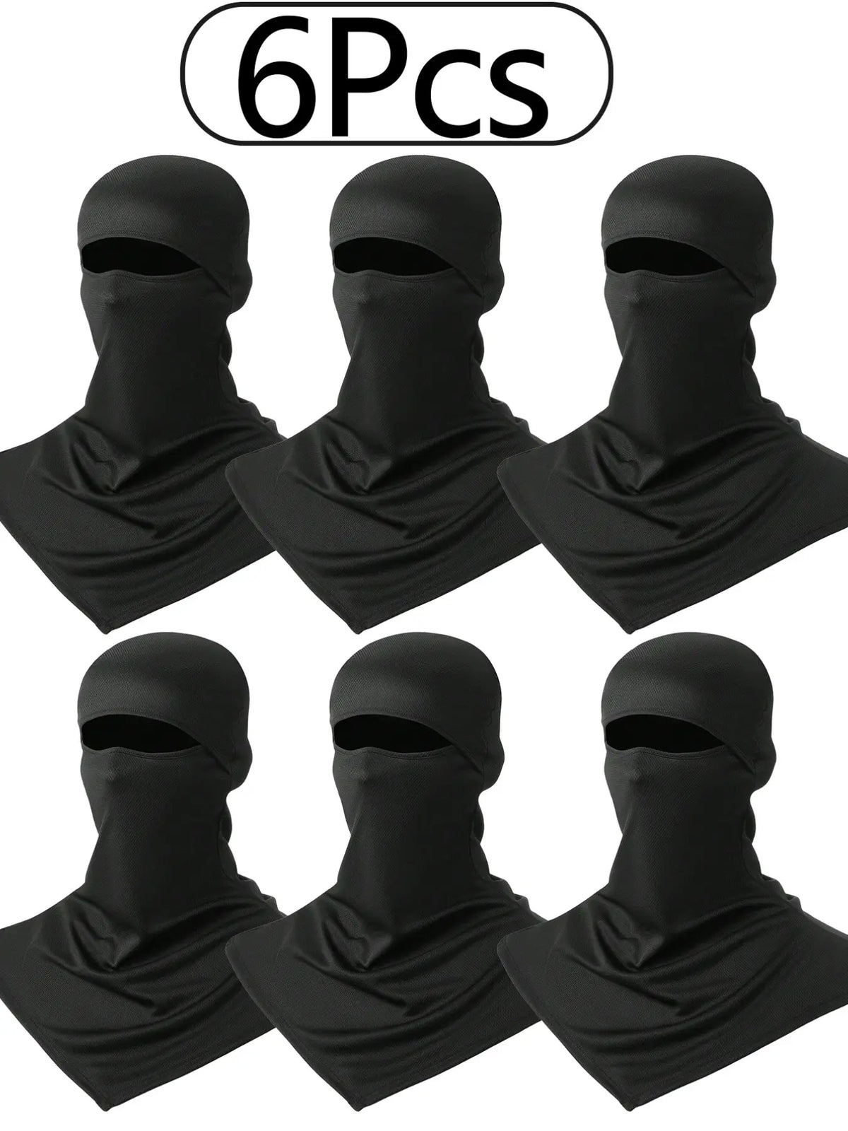 Unisex 6-Pack Quick-Dry Sun Protection Balaclava Face Masks