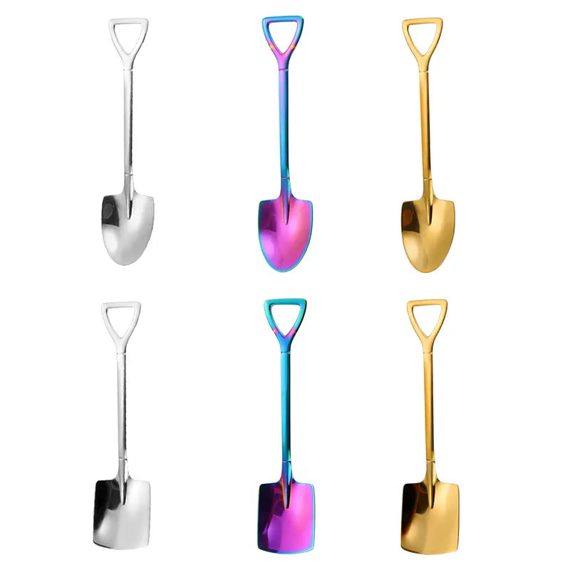 Retro Stainless Steel Spoon & Fork Set (Square/Pointed/Dessert/Ice Cream)