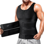 Sauna Vest, Double Belt Sauna Vest Waist Trainer, Men Body Shaping Waist Trainer Gym Fitness Breathable Sweat Abdominal Shaping Tank Top Muscle Sports Compression Workout Apparel