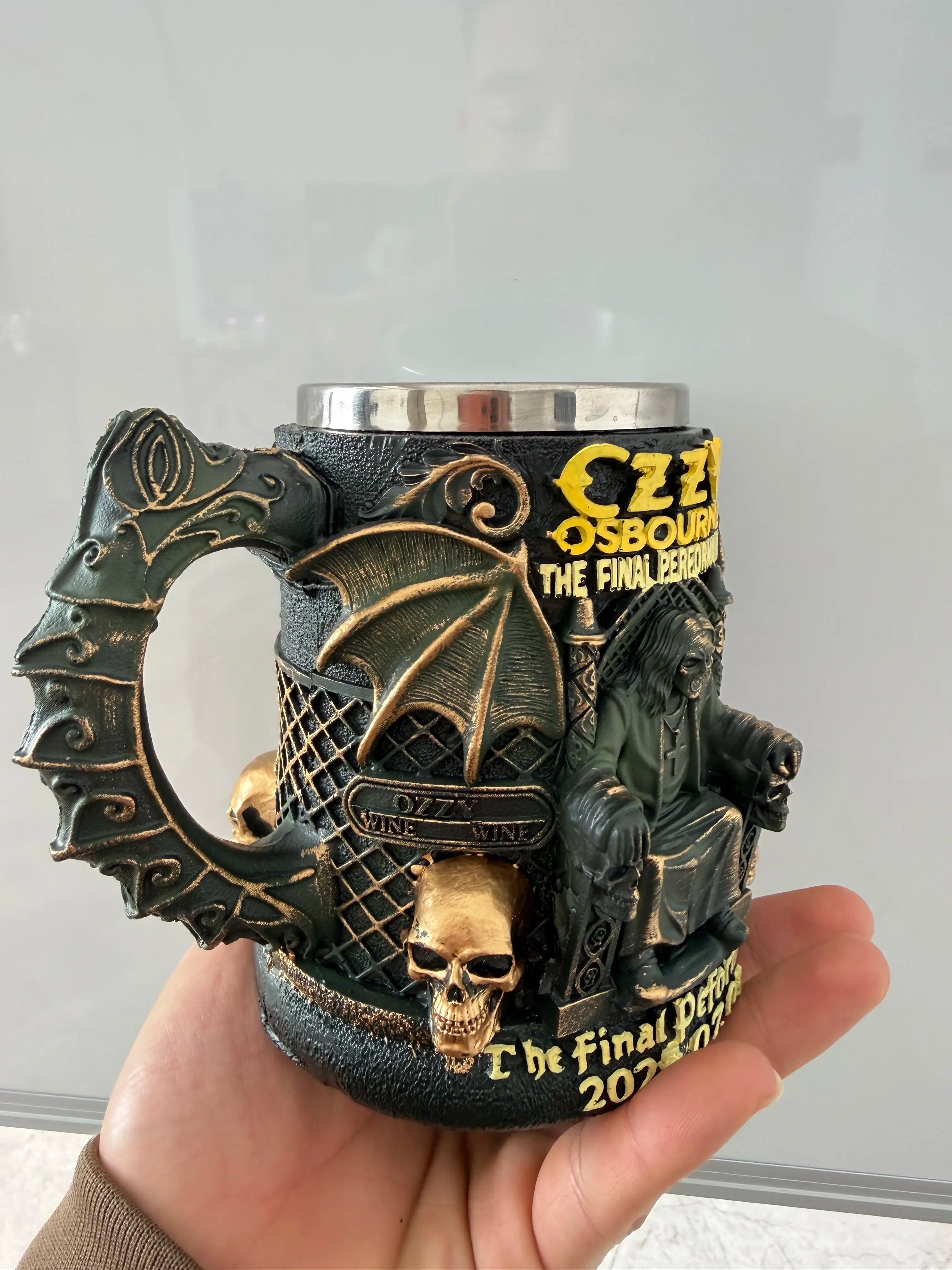 ozy  osborne Heavy Metal Skull Mug Made Of Resin Gift For Dad