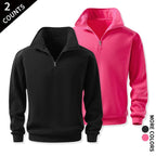 Men's 2-Pack Quarter-Zip Cozy Sweatshirts - Classic Stand Collar Long-Sleeve Mens Clothing, Outdoor Daily Fitness Wear, Guys Anniversary & Boyfriend Birthday Gift