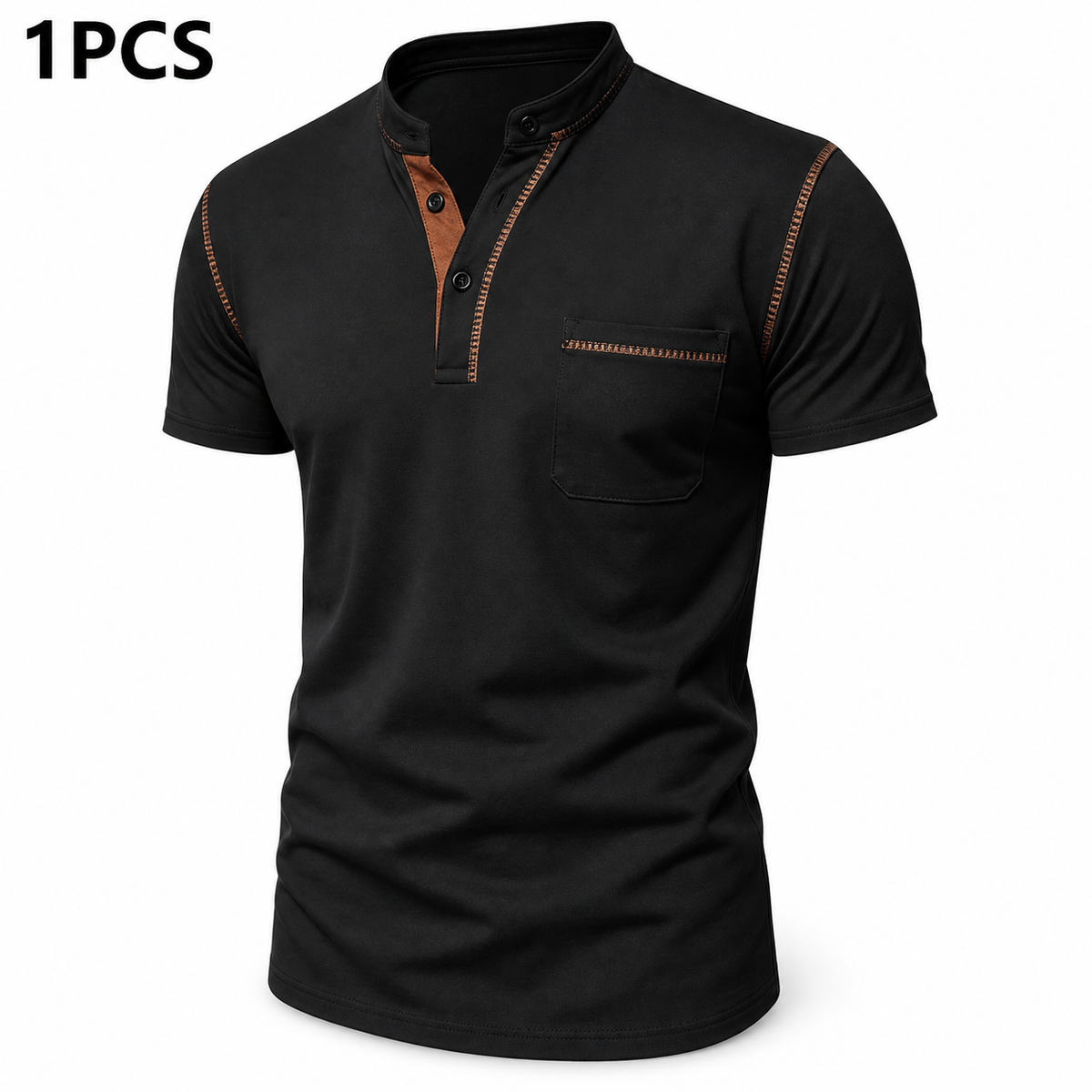Men's 4-Pack Slim Fit Short Sleeve Henley T-Shirts with Chest Pocket