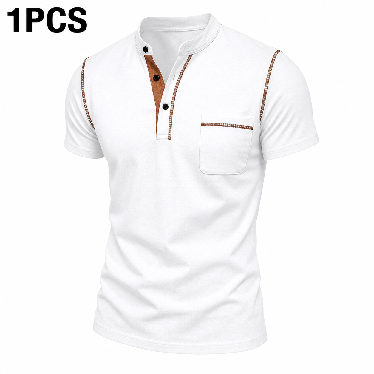 Men's 4-Pack Slim Fit Short Sleeve Henley T-Shirts with Chest Pocket