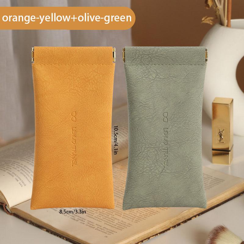 Soft PU Leather Squeeze-Top Eyeglasses and Sunglasses Pouch