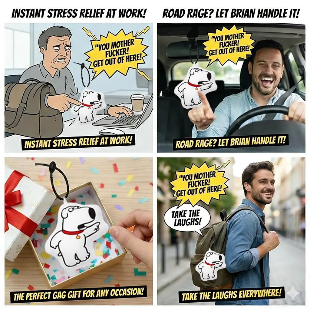 Funny Talking Brian Dog Keychain Toy Gag Gifts White Elephant Gifts Perfect Valentine's Day Gift for the Chocolate Lover