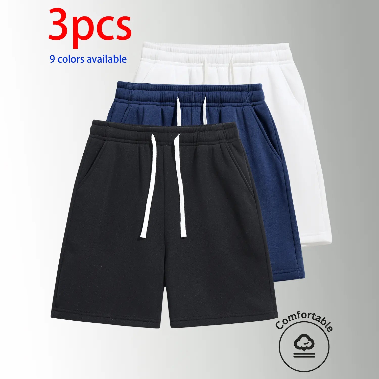 Unisex 3-Pack 5-Inch Drawstring Athletic Shorts: Breathable Running & Casual Shorts