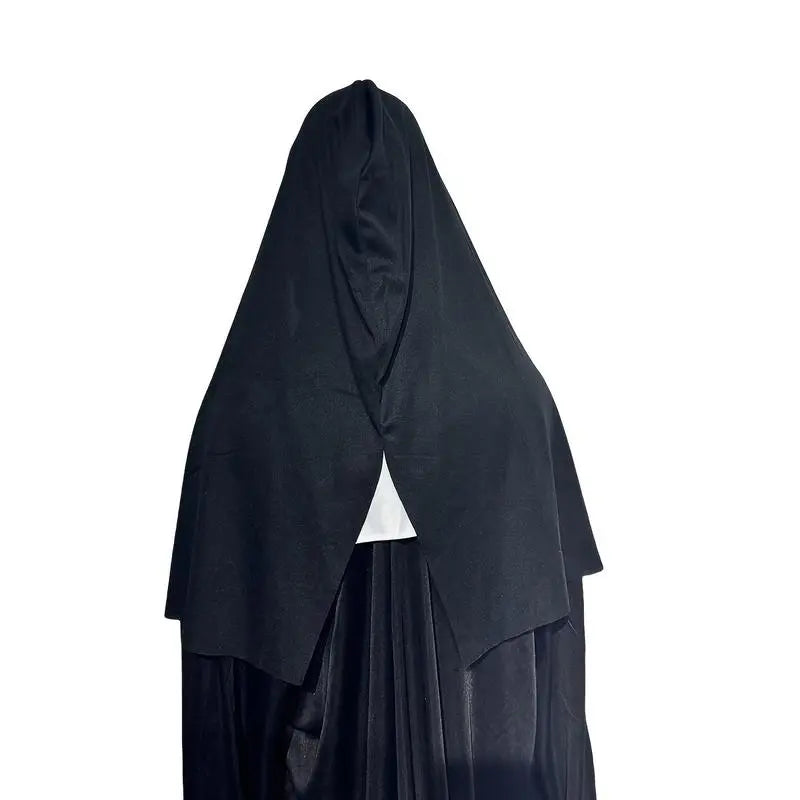 Funky Nun Latex Mask for Halloween - Creepy Horror Costume Accessory with Yellow Eyes & Distorted Teeth for Halloween & Cosplay