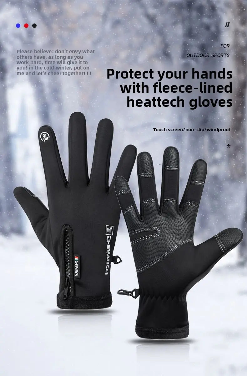 Outdoor Winter Gloves, Touchscreen andWindproof Full-Finger Gloves for Sports, Travel,and Daily Activities,Men's And Women's Fleece Gloves
