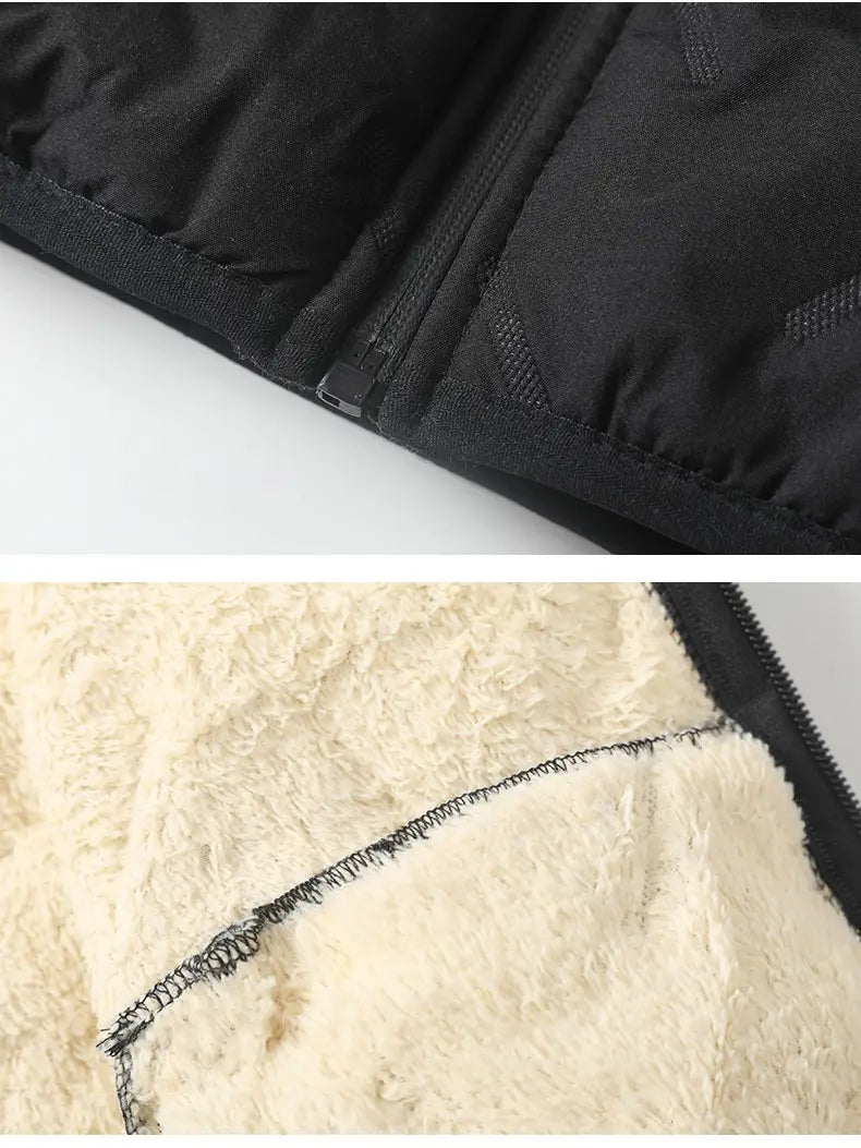 Men's Fleece-Lined Winter Vest with Stand-Up Collar