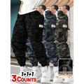 3-piece Men's Tactical Work Pants, Outdoor Camouflage Design, Training, Multi Pocket Pants, Hiking and Camping, Lightweight, Breathable, Quick Drying Sports Pants