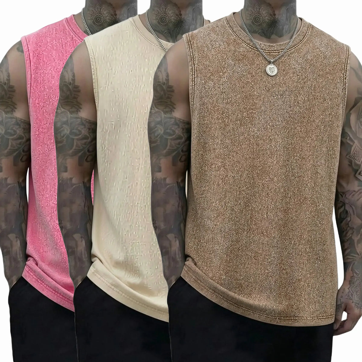 Unisex 3-Pack Vintage Heavyweight Cotton Tank Tops