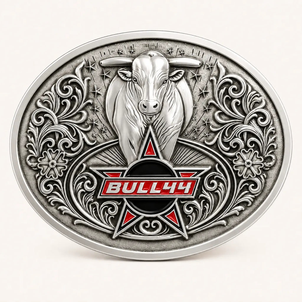Western Bull Head Oval Magnetic Flip Drink Holster Belt Buckle