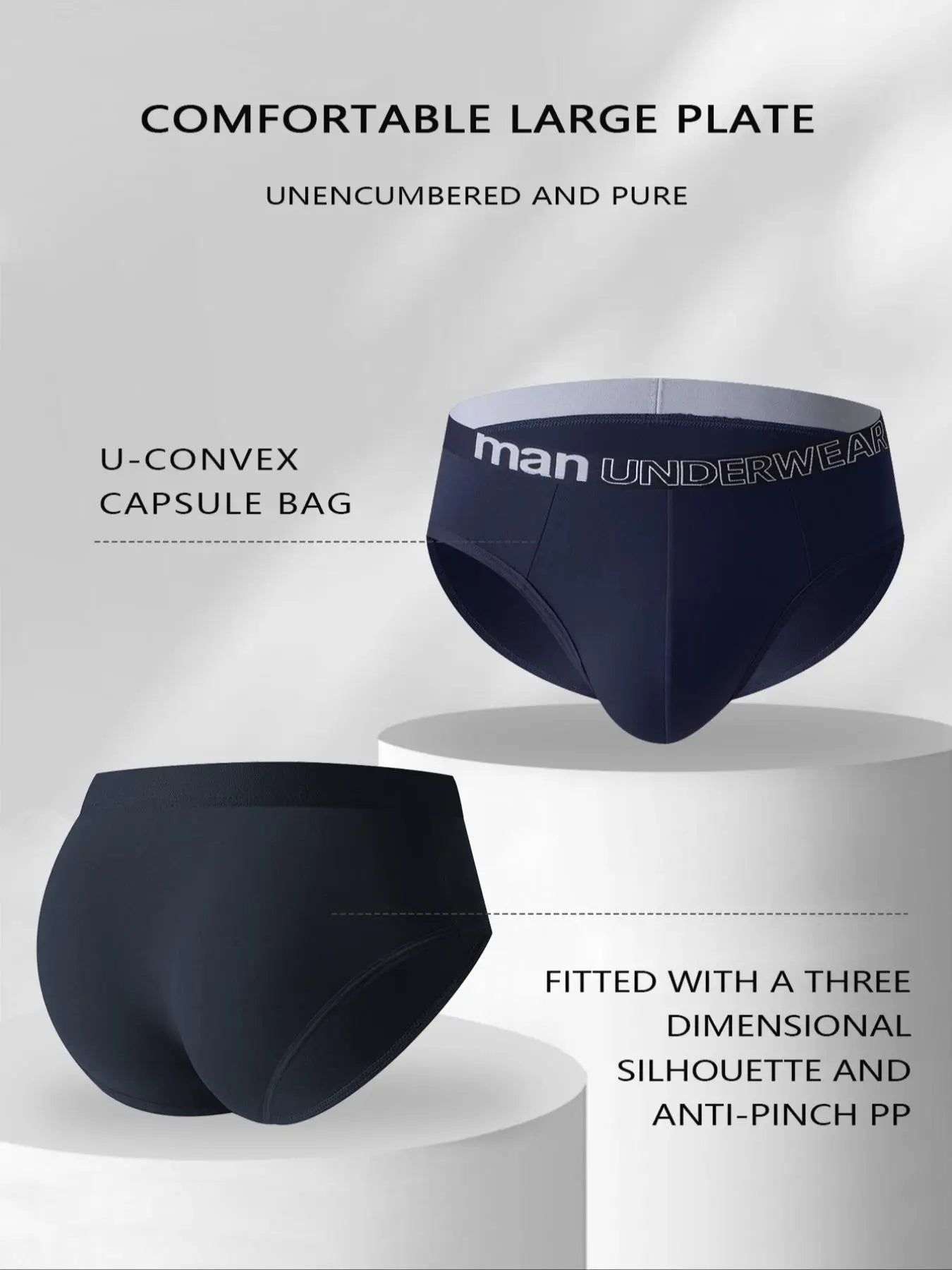 Men's Letter-Tape Solid-Color Briefs for Daily Wear, Casual Men's Underwear for All Seasons, Soft Comfy Undergarments, Soft Breathable Briefs, Casual Fitted Briefs