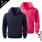 Men's 2-Pack Quarter-Zip Cozy Sweatshirts - Classic Stand Collar Long-Sleeve Mens Clothing, Outdoor Daily Fitness Wear, Guys Anniversary & Boyfriend Birthday Gift