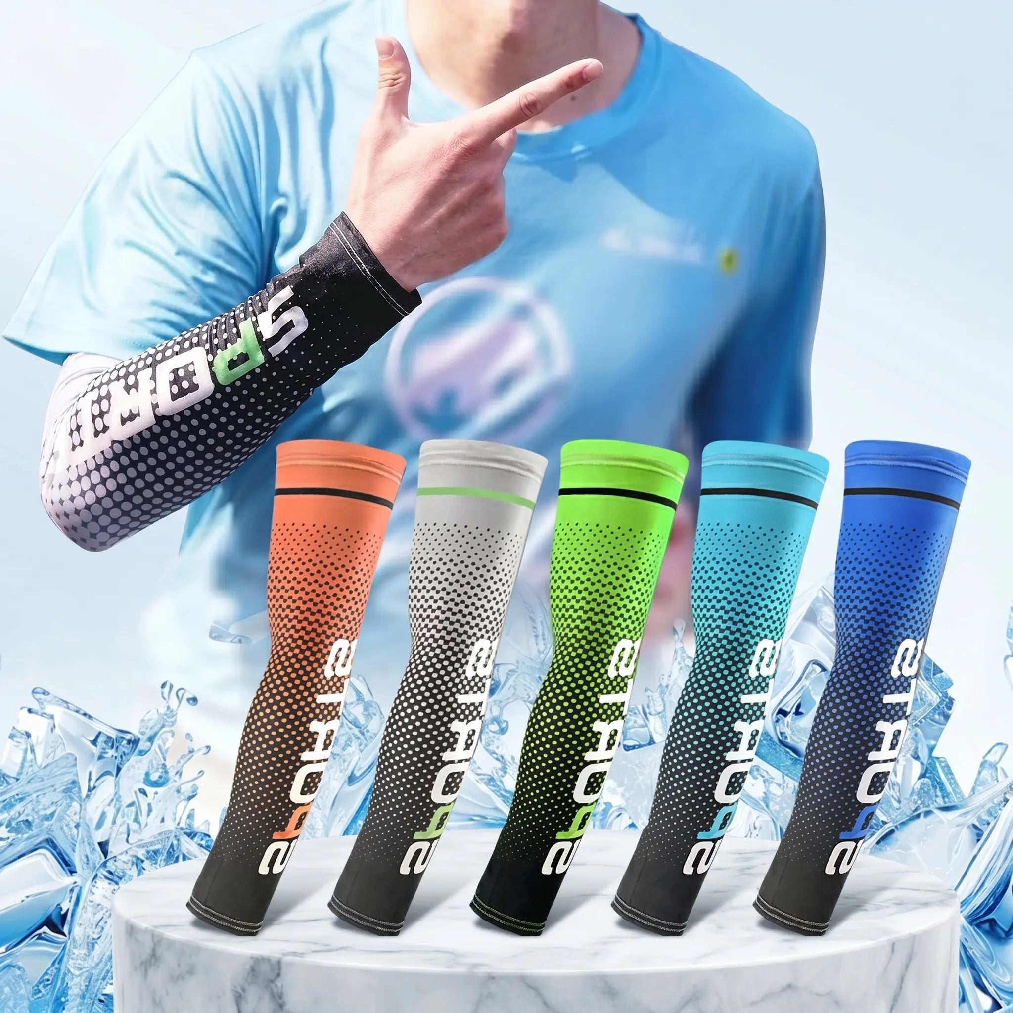 5 Pairs of UV-Blocking Arm Sleeves for Summer Heat，Stay Cool and Protected