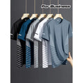 5 pack men’s short sleeve tops in multiple colors, business style for everyday casual wear; high elasticity for sports/fitness, quick drying and breathable, suitable for running, basketball, and workouts.
