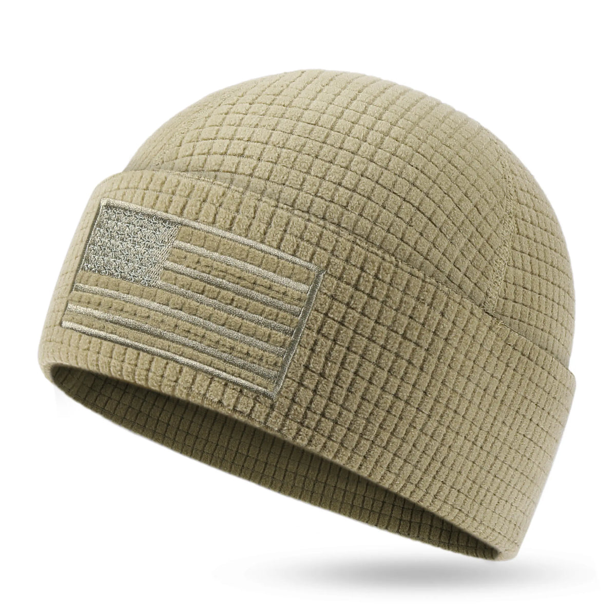 American Flag Waffle Grid Recycled Fleece Beanie
