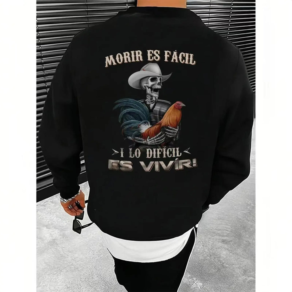 Men's Moris Es Facil Mexican Style T-Shirt, Big Rooster Gamefowl Shirt, Father's Day Ideal Gift, Shirt For Dad For Husband For HimCotton Menswear Casual Top