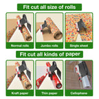 Dual-Use Wrapping Paper Cutter Tape Dispenser Kit with Tape Replacement Blades