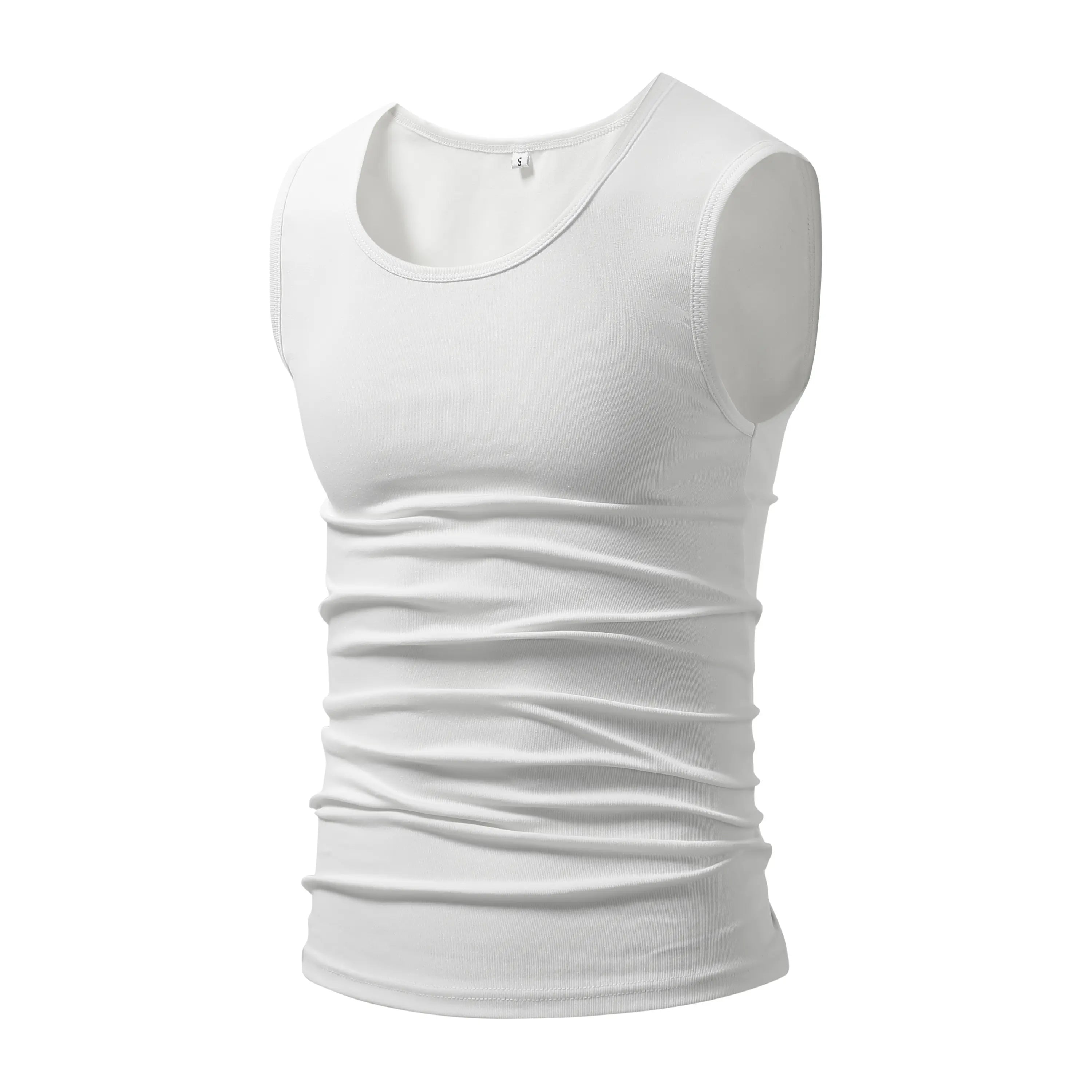 Men 4Pack Cotton Muscle Tank Tops Comfort Stretchy Breathable Summer Workout Sleeveless Sports Undershirts (optional sets of 4 or 2) High Elasticity Lifestyle Beater