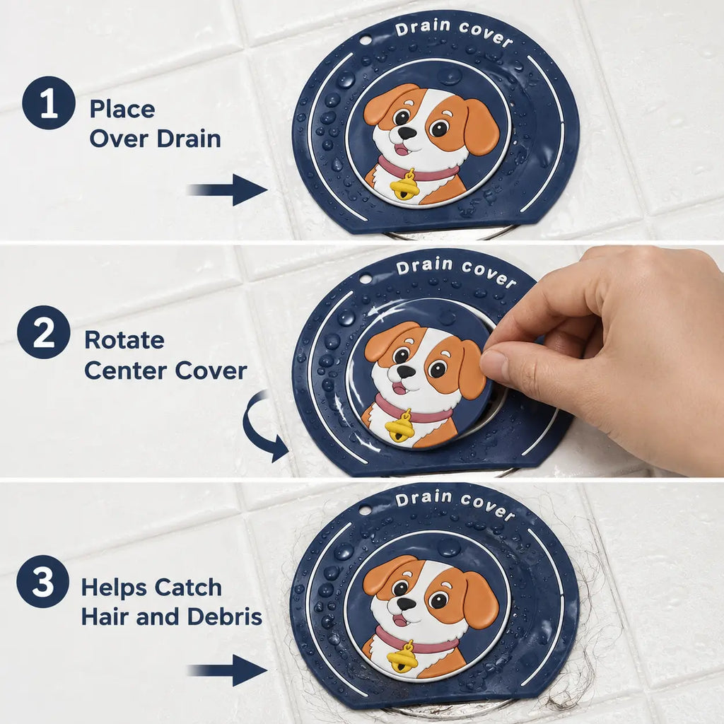 2-in-1 Cartoon Silicone Shower Bathtub Drain Cover