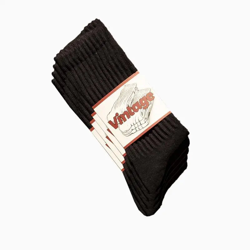 4 Pairs Natural 98% Cotton Crew Socks - Seamless, Breathable, Cozy Fall & Winter Socks for Women & Men