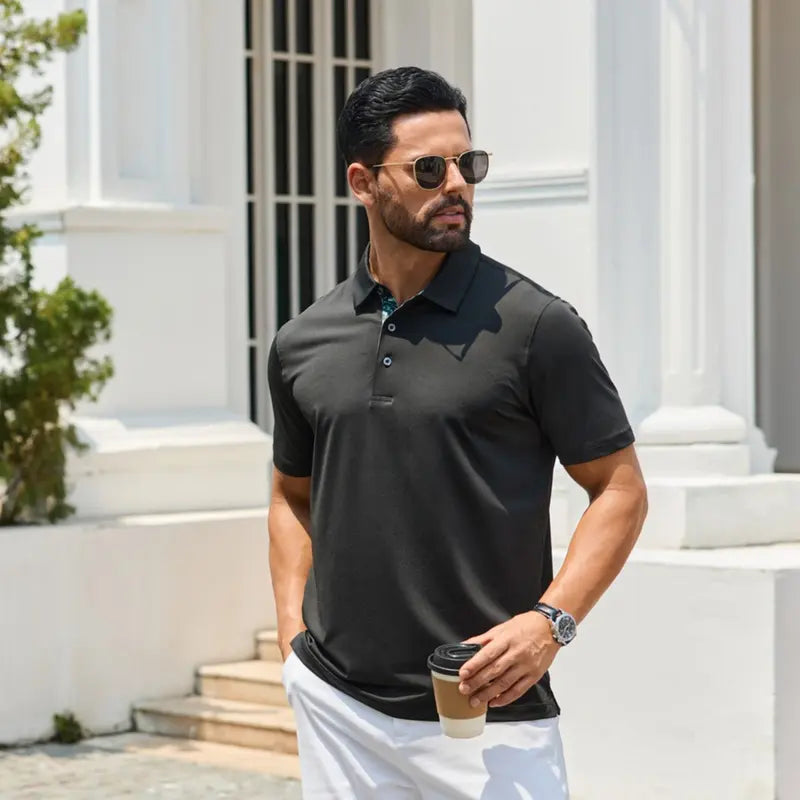 AMZPURE Men's 3-Pack Polo Shirts, Casual Short Sleeve Solid Cotton Menswear Tops, Soft Breathable Comfort Fit for Work and Golf sohochic style