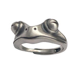 Adjustable Stainless Steel Vintage Frog Ring with Movable Tongue for Men and Women