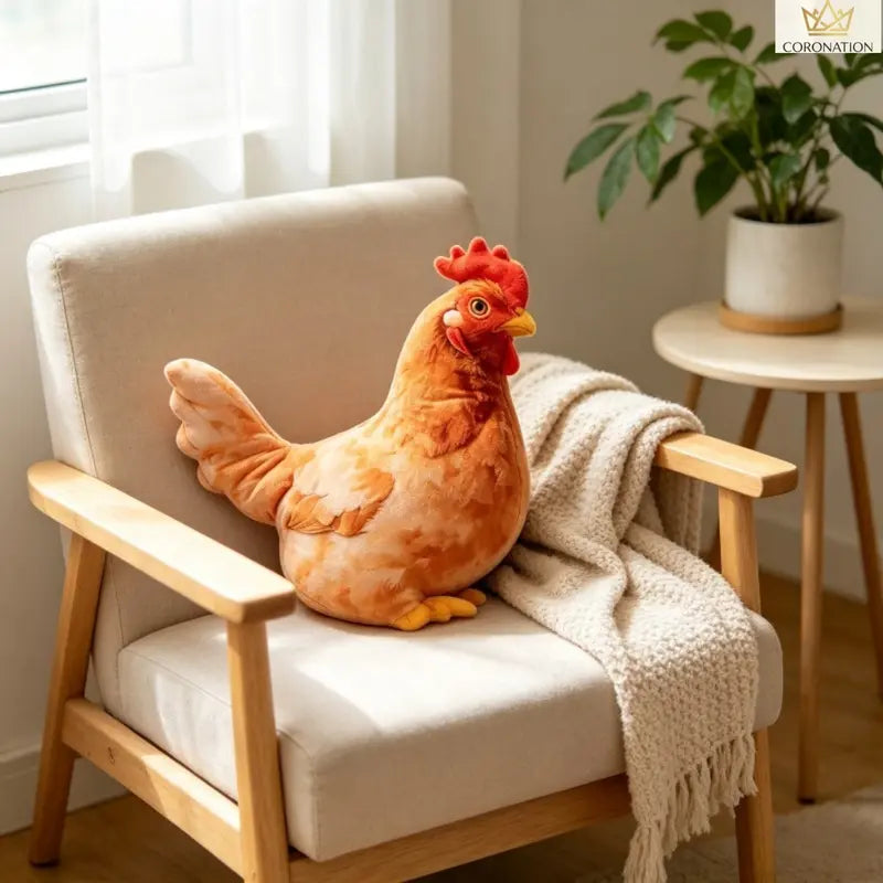 Chicken-Shaped Plush Pillow - Cute Hen Stuffed Animal, Realistic Look Home Decorative Cushion, Soft Furry Cushion, Quirky Hammock/Camping Accessory, Whimsical Unique Room Decor Quirky Gift