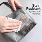 2 Pack Waterproof Mesh Shower Caddy Bags Set (Large + Small), Transparent Portable Toiletry Tote with Buckle Handle, Large Capacity Quick Dry Bath Storage Organizer for Gym Travel Bathroom Dorm