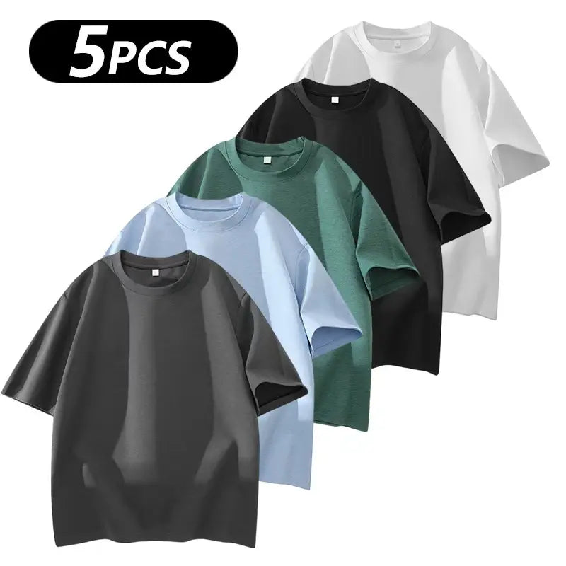 summervibes Men's 3PCS 100% cotton Crew Neck T-Shirts Set - Soft Loose Fit Navy Gray Black Tees for Casual Daily Wear Crewneck Classic