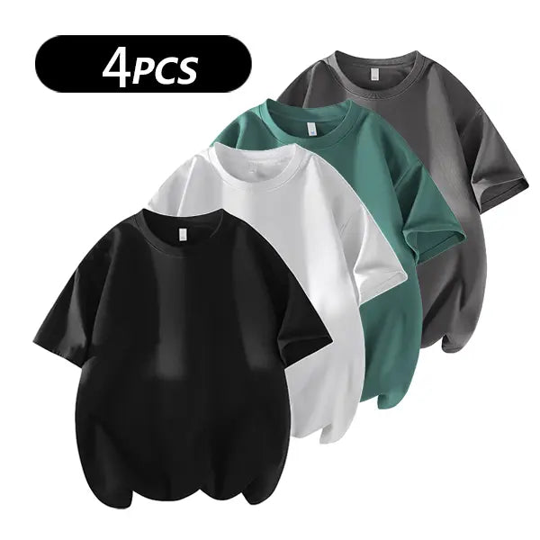 summervibes Men's 3PCS 100% cotton Crew Neck T-Shirts Set - Soft Loose Fit Navy Gray Black Tees for Casual Daily Wear Crewneck Classic