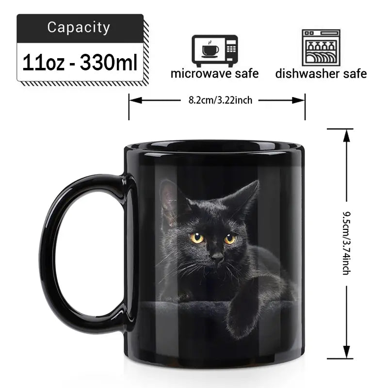1pcs, Black Cat Coffee Mug, Ceramic Funny Coffee Mug, Funny Coffee Cup, Funny Beverage Mug, Funny Design Mug, Classic Coffee Mugs, Perfect Cat Lover Gift, Great Birthday or Valentines Surprise, Christmas Gifts