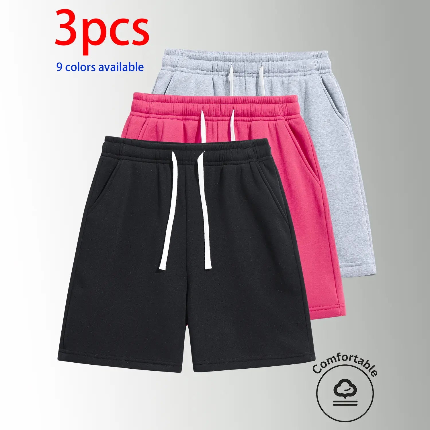 Unisex 3-Pack 5-Inch Drawstring Athletic Shorts: Breathable Running & Casual Shorts