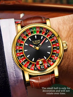 Men's Fashion Round Russian Roulette 12 Zodiac Theme Interactive Quartz Watch, Waterproof Design for Parties and Daily Wear