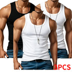Men's 3PCS Ribbed Knit Tank Tops - Polyester Fabric, Lightweight  Sleeveless Plain Menswear Casual Vests for Gym, Daily Wear, Outdoor Fitness