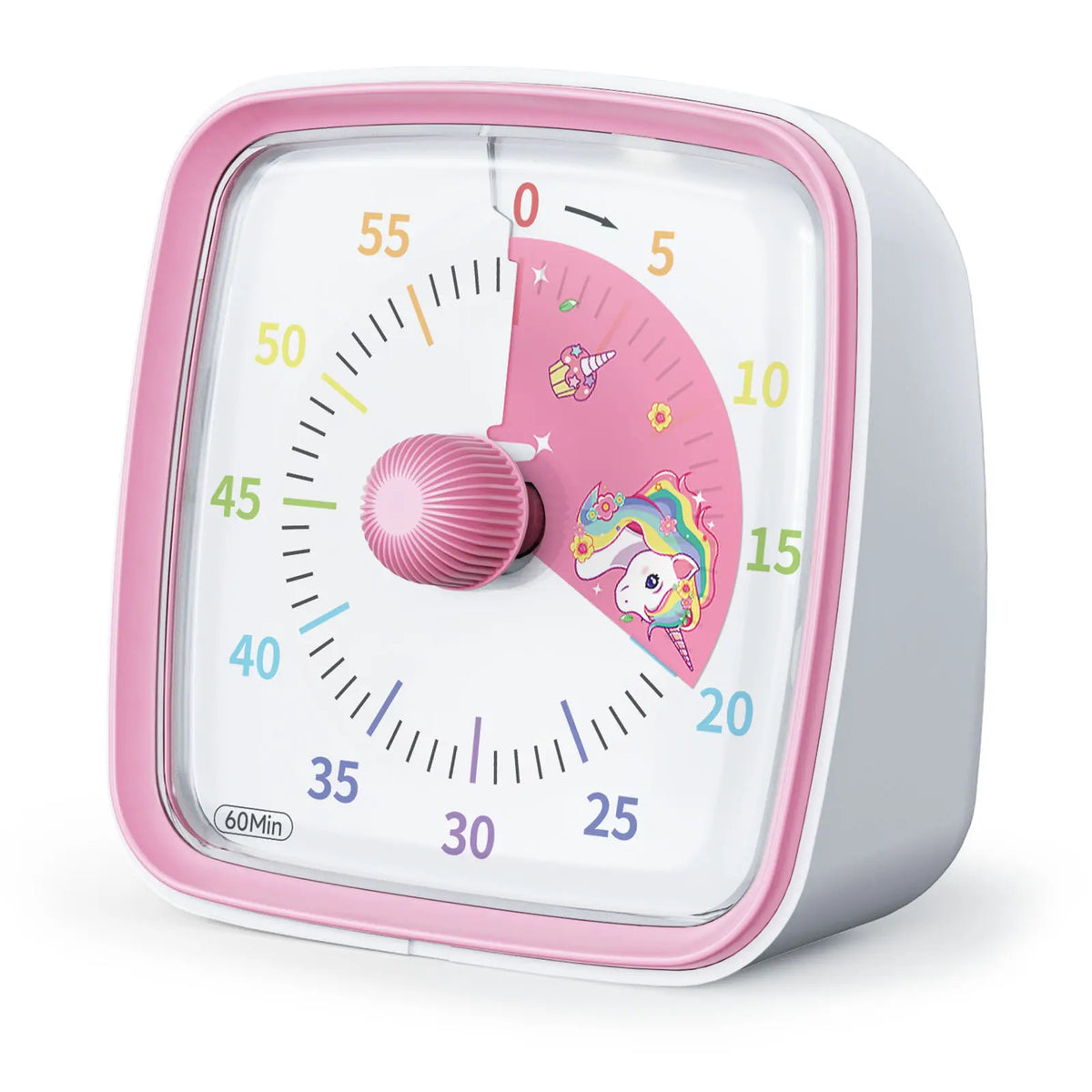 Yunbaoit VT03-Blue Rainbow 60-Minute Silent Visual Timer with Night Light, Bell & ABS Plastic Body - Kitchen Gadget, Utensil for Kids, Work, School Use