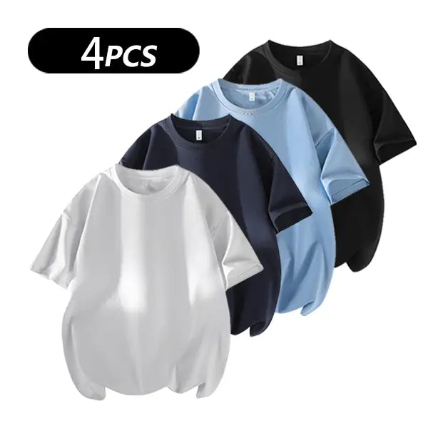 summervibes Men's 3PCS 100% cotton Crew Neck T-Shirts Set - Soft Loose Fit Navy Gray Black Tees for Casual Daily Wear Crewneck Classic