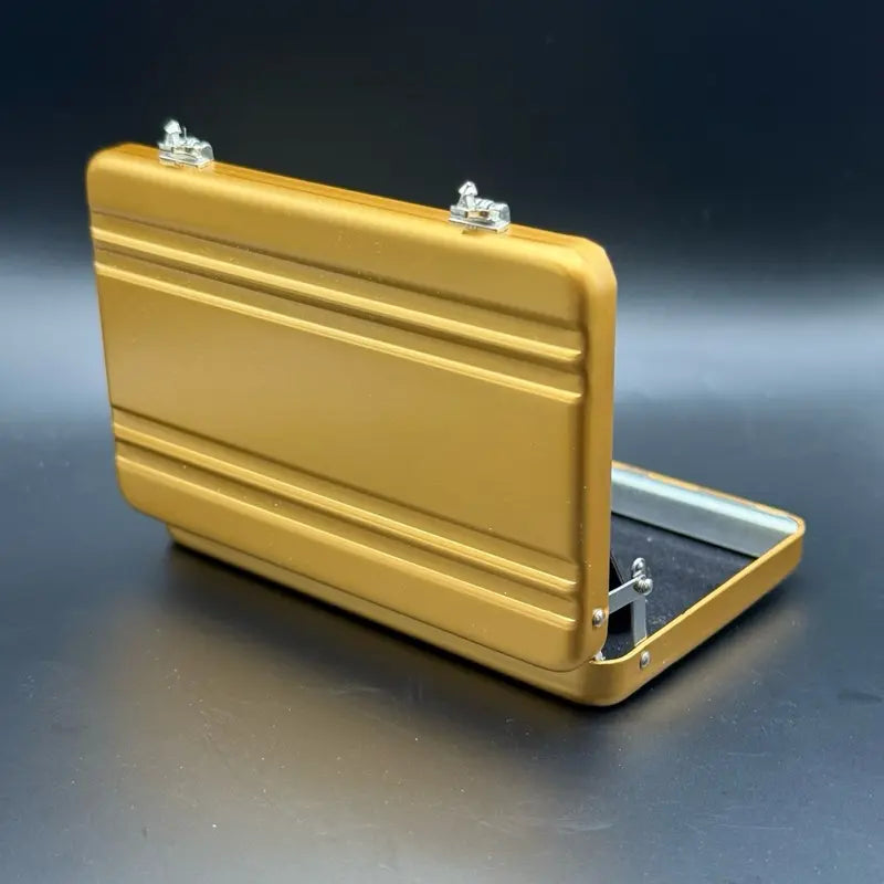 Mini Gold Briefcase & Autism Card - Pocket Suitcase Wallet For Cards (+ 1 Autism Excuse Card Included)