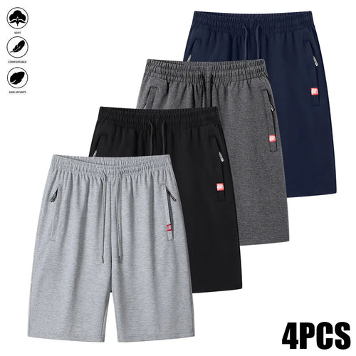 4-Piece Men's Casual Breathable Summer Sports Shorts with Pullstring and Zipper for Beach Outdoor Activities Cycling Daily Wear,summerwins