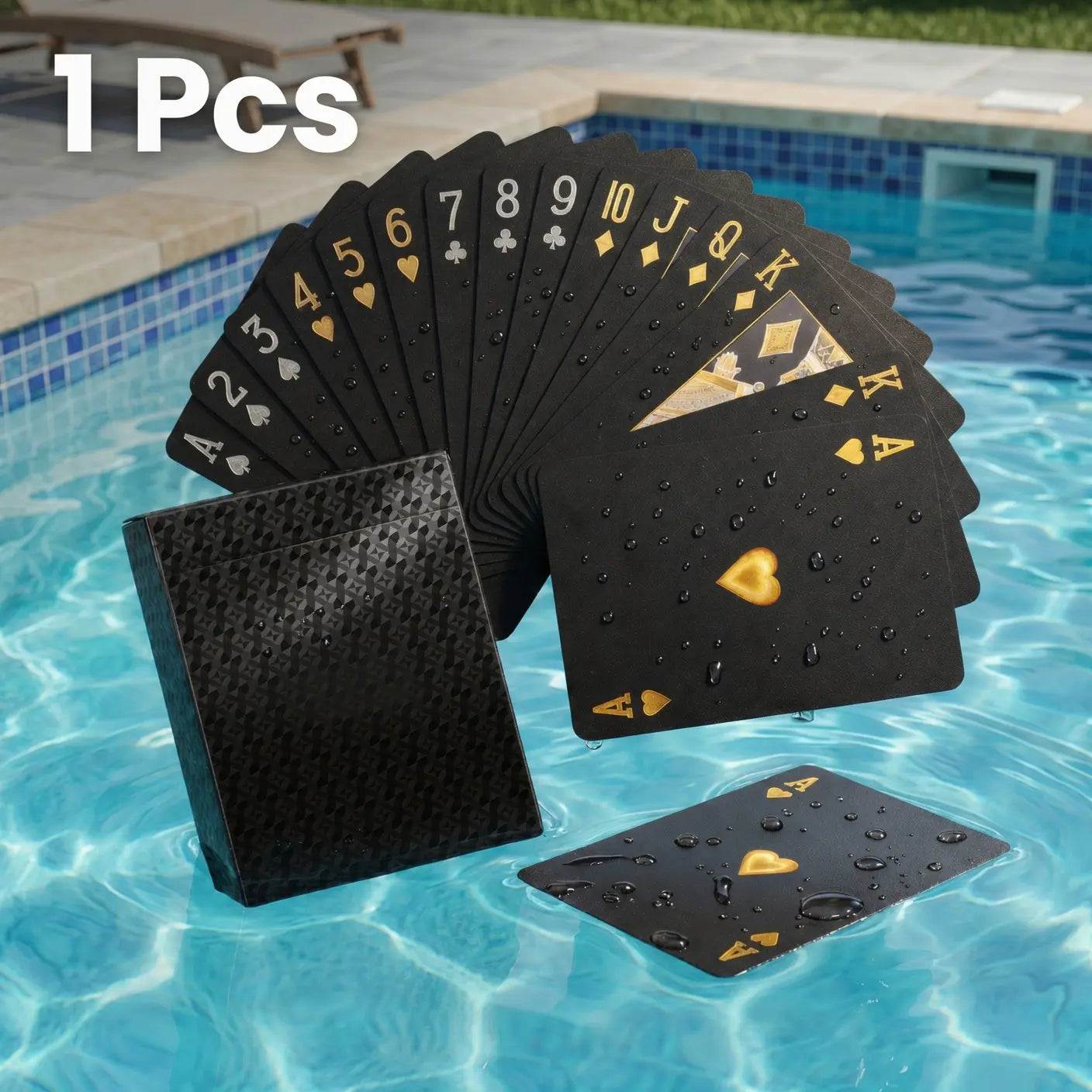 Playing Cards - Waterproof Diamond Textured Foil PET Poker Cards - for Swimming Pool, Beach Club Party, Camping & Magic Show - Premium Sleek Gift for Men, Adults & Friends