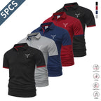 Men's Contrast Short Sleeve Polo Shirts 5-Pack (Quick-Dry/Golf/Tennis/Casual)