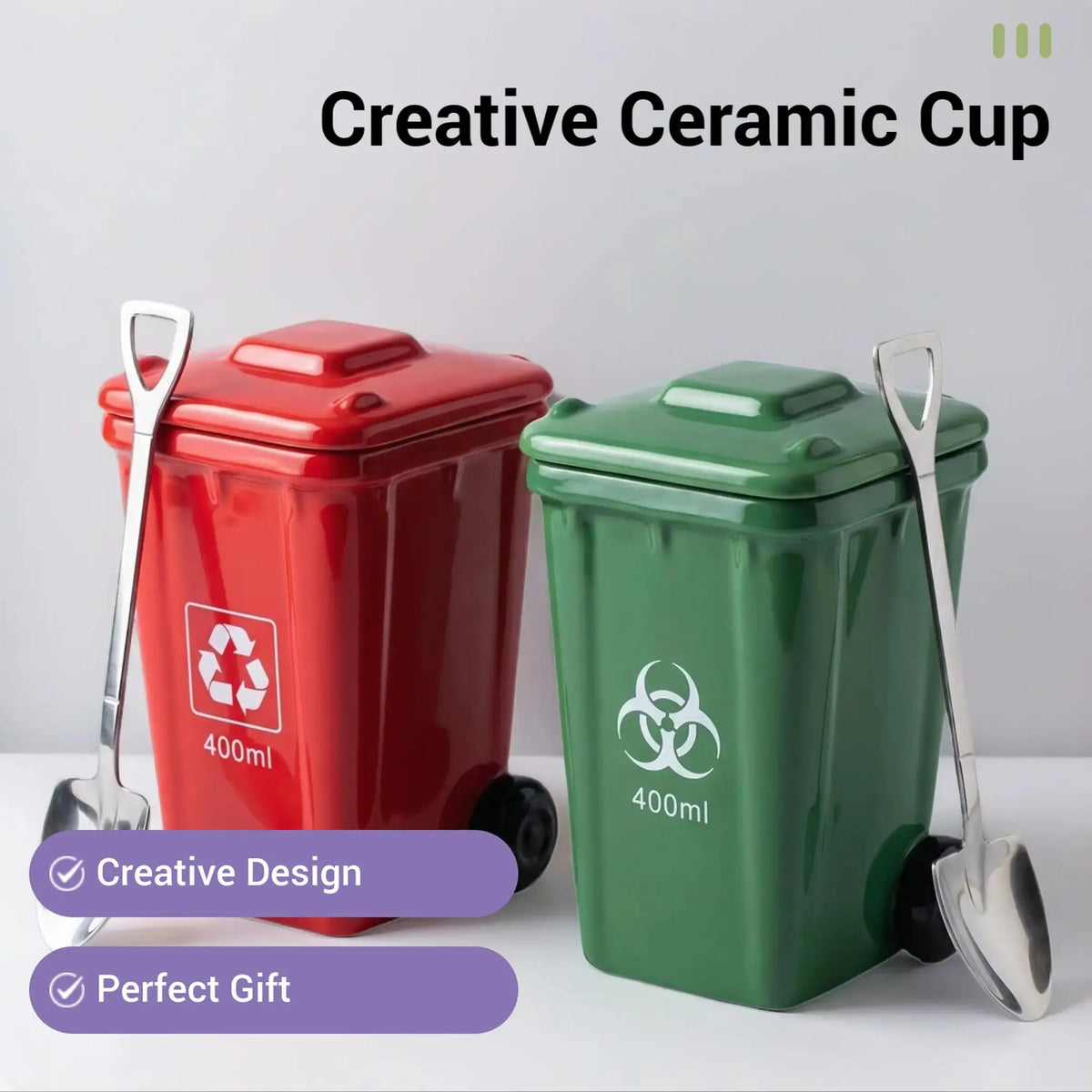 Creative Trash Can Shaped Ceramic Coffee Mug