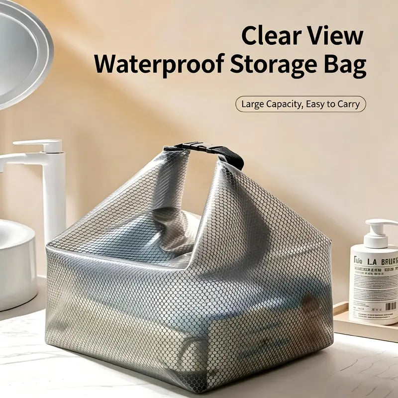2 Pack Waterproof Mesh Shower Caddy Bags Set (Large + Small), Transparent Portable Toiletry Tote with Buckle Handle, Large Capacity Quick Dry Bath Storage Organizer for Gym Travel Bathroom Dorm