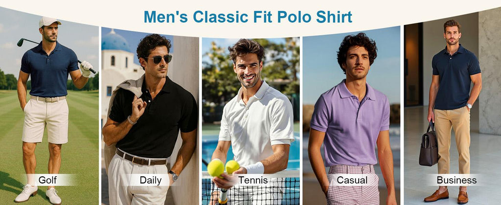 AMZPURE Men's 3-Pack Polo Shirts, Casual Short Sleeve Solid Cotton Menswear Tops, Soft Breathable Comfort Fit for Work and Golf sohochic style