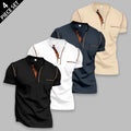 Men's 4-Pack Short Sleeve Henley T-Shirts, Slim Fit Streetwear Tops with Chest Pocket & Contrast Stitch, Breathable for Daily Wear, 4-Piece Set 1, Men's T Shirts, Men’s Clothes