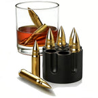304 Stainless Steel Whiskey Bullet Stones Gift Set - Premium Metal Bar Accessory for Whiskey Lovers, Mens Gifts for Him, Anniversary/Valentine's Day Present for Dad