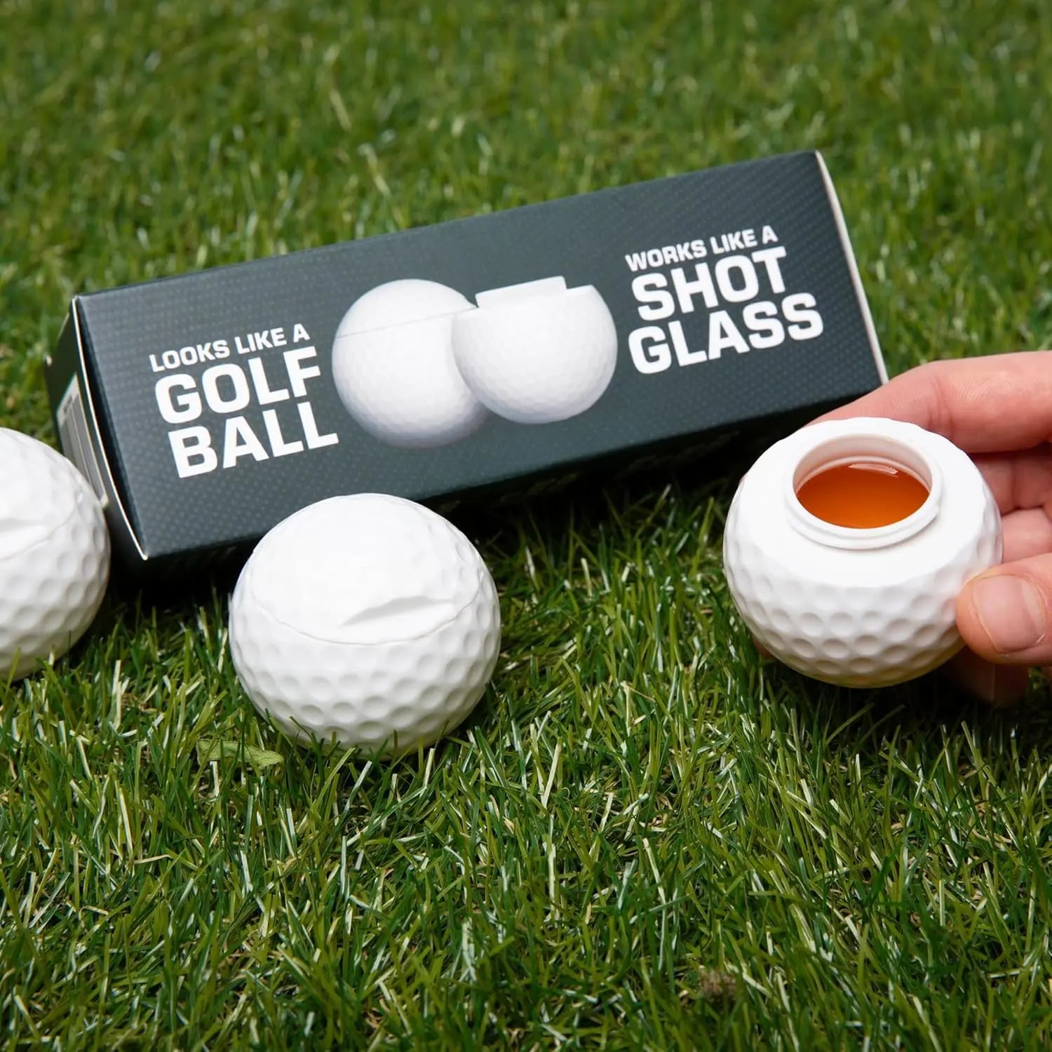 Golf Shots Funny Golf Balls Golfing Ball Shot Shaped Glasses with Lid Novelty Golf Party Cups Gifts for Golfers Men White 1.5oz Screw-On Cap