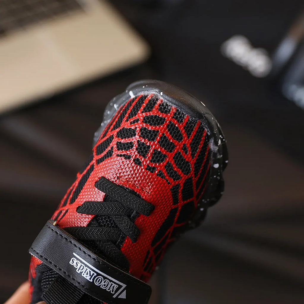 Boys' Spiderman LED Light-Up Sneakers, Breathable Mesh Shoes with Soft Sole for Daily School & Outdoor Wear