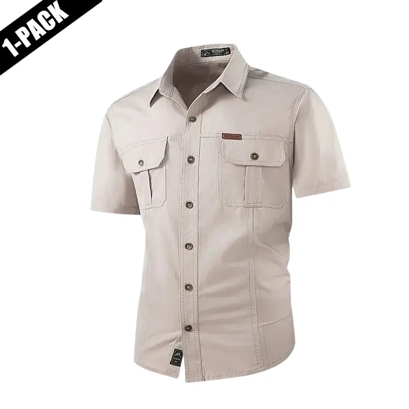 2-pack: summer outdoor casual short-sleeve work shirt with multiple pockets, lightweight design